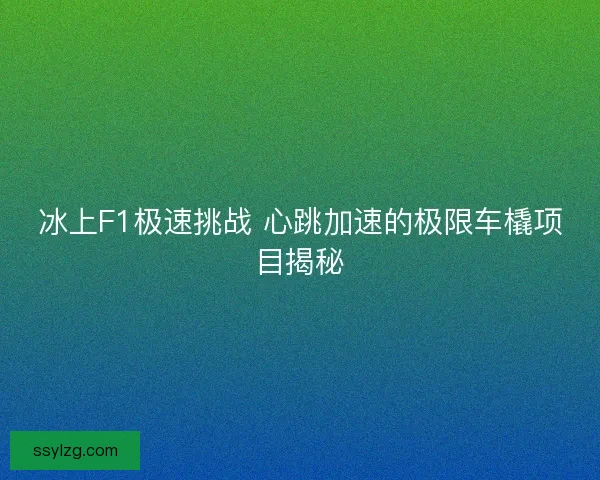 冰上F1极速挑战 心跳加速的极限车橇项目揭秘 冰上F1极速挑战 心跳加速的极限车橇项目揭秘